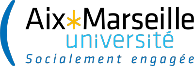 Aix Marseille university logo. It has a blue parenthesis on the left and a yellow star between 'Aix' and 'Marseille'.