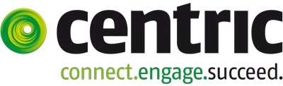 Centric logo. It's a green swirl with the text: connect, engage, succeed.