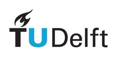 TUDelft logo. It's the text TUDelft, but the T has a fire like a torch.